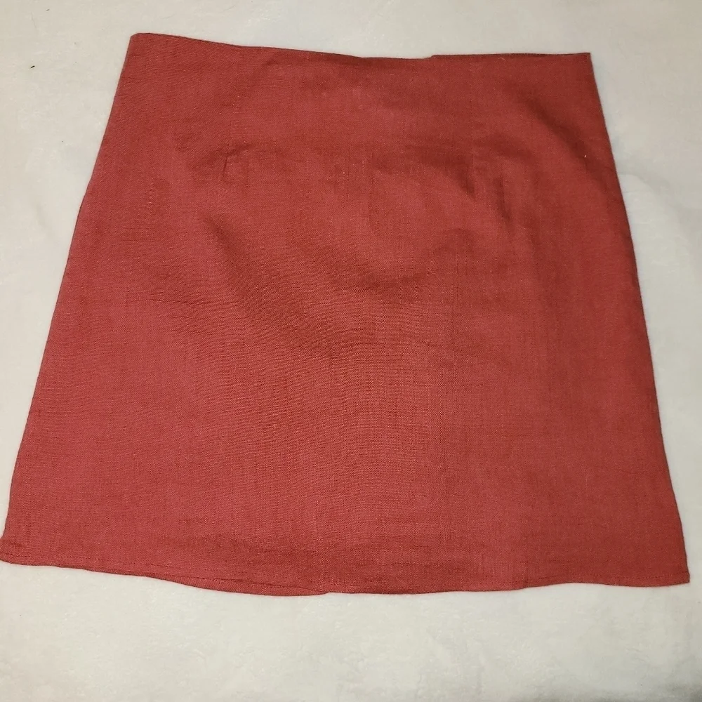 NWT* Blue Rain* Embroidered Skirt* Button Front* Rayon/Linen Blend* Rust* Sz M - Picture 2 of 7